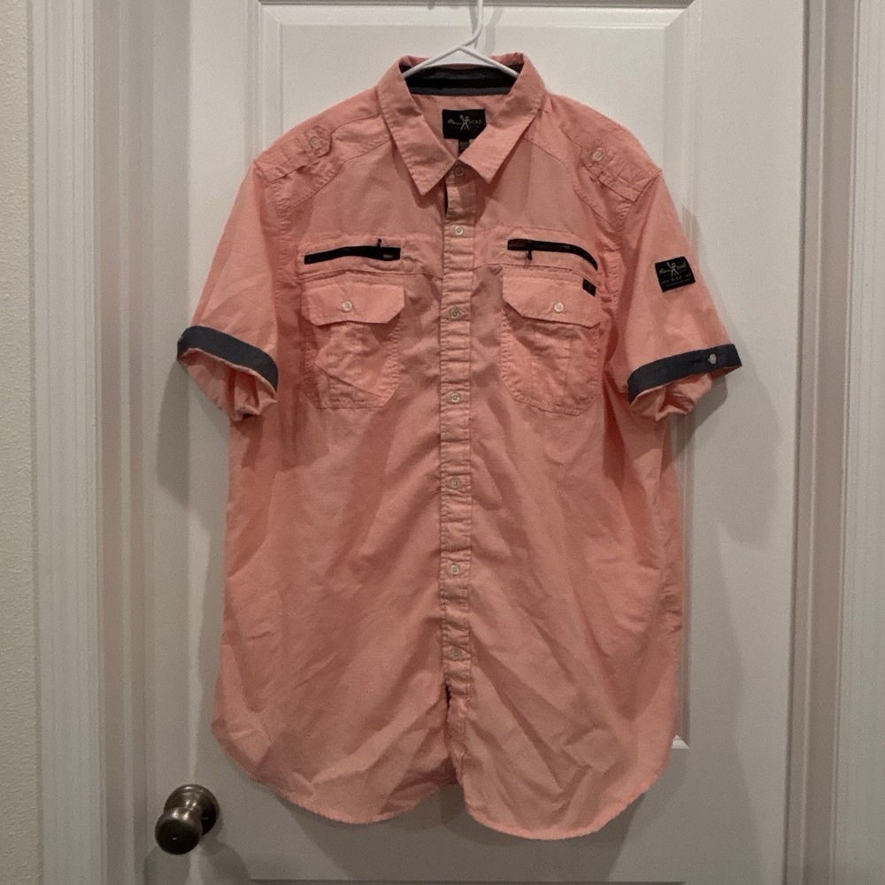MARC ECKO CUT&SEW  Button Up Pockets Pink‎ Size 2X